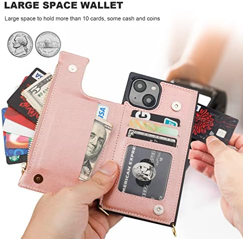 Чанта-портфейл Bocasal по рамото за iPhone 14 Plus с RFID-блокирующим държач за карти с памет, калъф-книжка