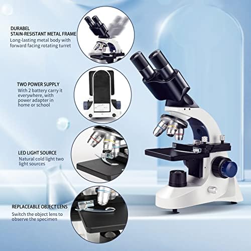 Възрастен Бинокъла Микроскоп 40X-1000X Лабораторен Професионален Микроскоп, за деца, Ученици, Слайдове, Свързване на Притежателя на Мобилен телефон