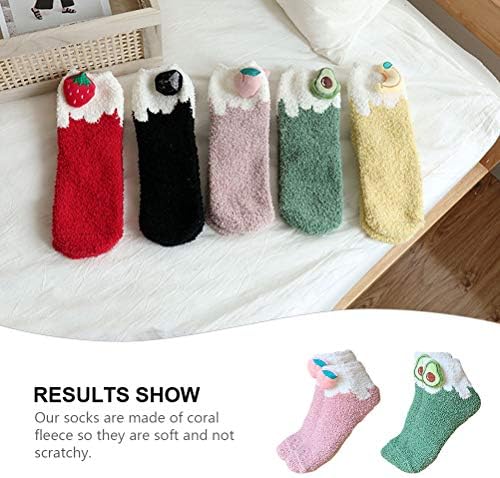 Дамски Чорапи GALPADA, Пухкави Чорапи, 2 Двойки от Креативните Коледни Топли Чорапи, Плодов Дизайн, Коралови Флисовые Чорапи, за Украса