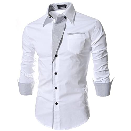 Maiyifu-GJ Стилни Мъжки Ризи с дълъг ръкав, Ежедневни ризи с копчета в стил мозайка, Отгоре с отложным яка и джобове