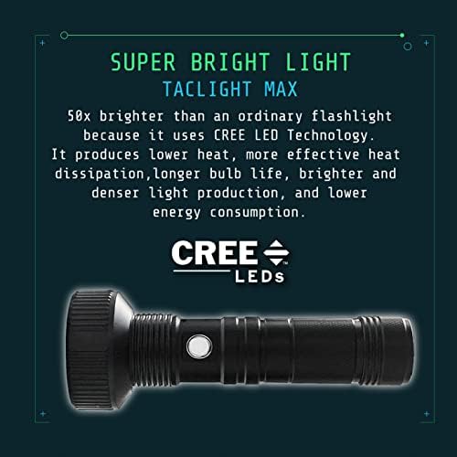 Bell + Howell Taclight Max Тежкотоварни ръчно фенерче с дълъг живот до 15 часа 500 Лумена-7000 K Cree LED, 5 режима,