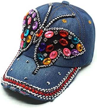 Шапки за жени с Модни дрънкулката регулируема пеперуда кристал Cap Denim писмо шапка възстановяване на предишното положение