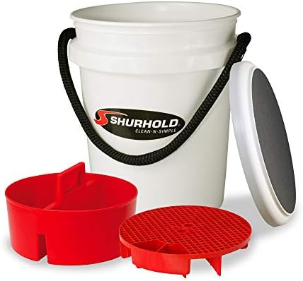 Shurhold Ultimate One Bucket System, 5-Галлонное Кофа с Черна Веревочной дръжка, Универсална Кофа с капак, Кофа за почистване с Почистващ средства, Бяло