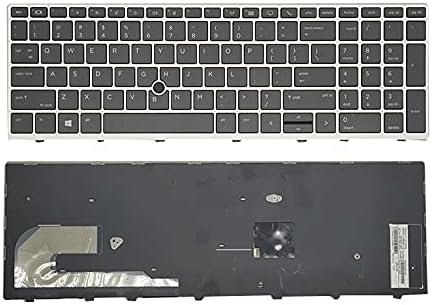 SOUTHERNINTL Новата Смяна за HP Elitebook 750 755 850 855 G5 G6 Zbook 15u G5 G6 американска клавиатура със Сребристи рамка L14367-001 L12000-001 (без осветление)