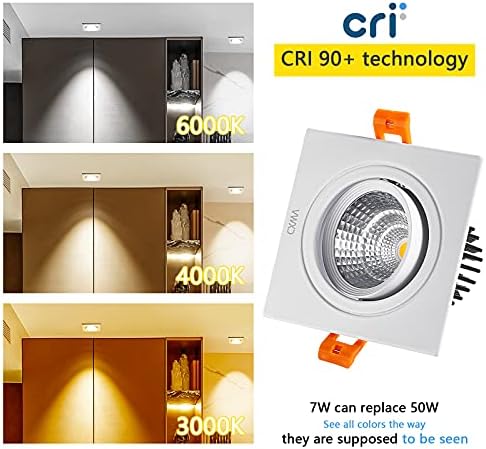 CXWV 3-инчов led лампа с мощност 7 Вата, - вградени тавана лампа Фокус COB - Неутрална светлина 4000 ДО CRI92,