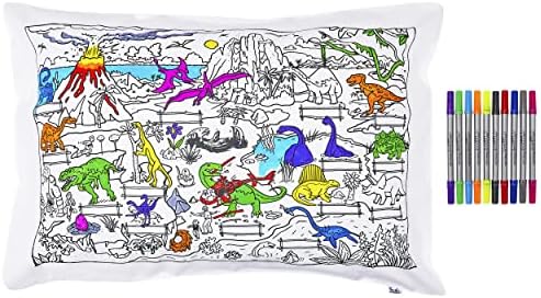 Подаръчен комплект eatsleepdoodle за деца – Цветни Памучни калъфки за възглавници, 3 опаковки с рисунки Приказки и легенди, Космически изследовател и Динозавър, на 10 стир?
