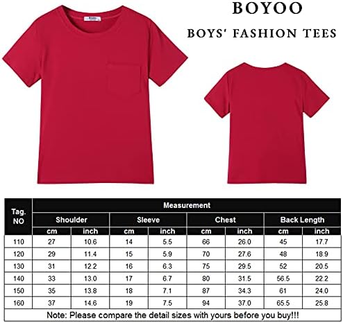 Boyoo /Тениски с къси ръкави за момчета от 3 опаковки, Однотонная памучен тениска с кръгло деколте и джоб за деца от 5 до 14 години