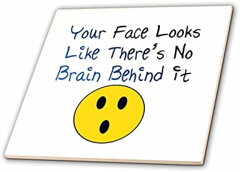 3dRose Снимка на думи: лицето Ти изглежда така, сякаш за него няма мозък - Tiles (ct_352450_1)