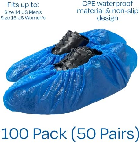 Buena Goods 100 опаковки за еднократна употреба на Много големи сини обувки и калцуни. За многократна употреба водоустойчив ботильоны премиум-клас CPE с нескользящими про?