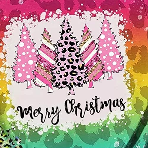 NaRHbrg / Коледни тениски с графичен Дизайн за Жени, Момичета, Бяла Реколта Леопардовая Тениска с Къс Ръкав, Блузи Празници