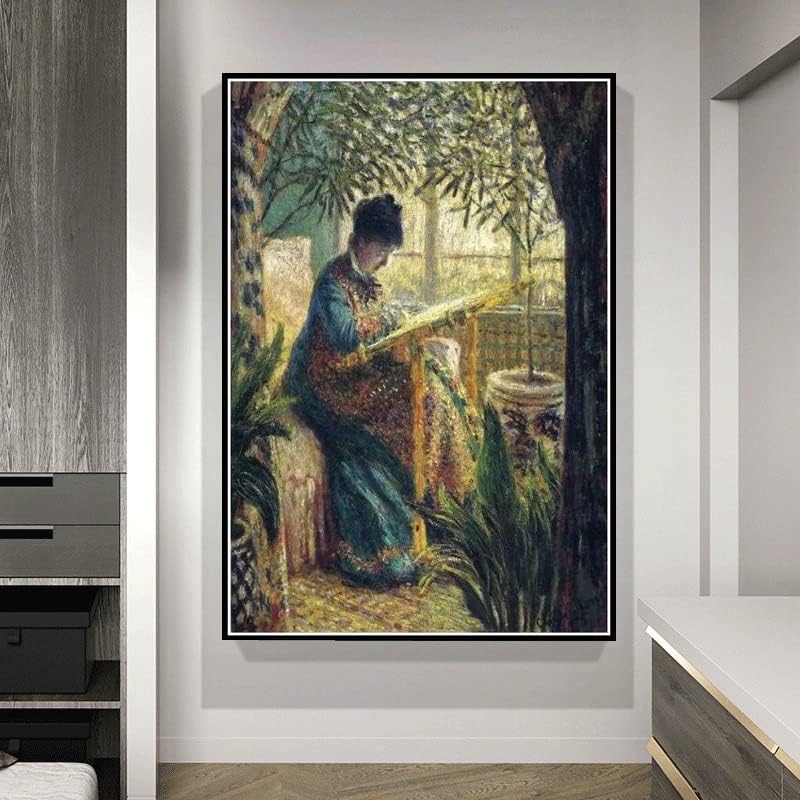 Мадам Моне Вышивающая Картина на Клод Моне САМ Диамантени Комплекти за Рисуване за Възрастни, 5D Пълен Кръг Пробивна