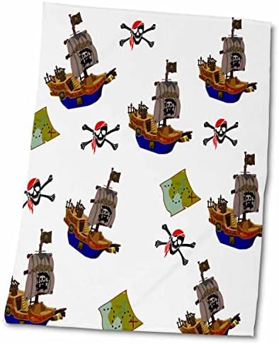 3D Принт с изображение на пиратски кораб и Картата на съкровищата Повтаря Фигура - Кърпи (twl-221643-1)