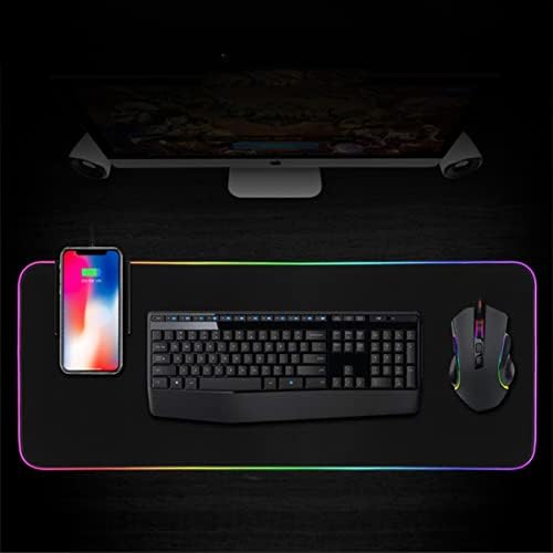 SOLUSTRE RGB Светещ Мишка Безжична Зареждане Клавиатура Мат RGB Подложка За Мишка Геймърска Подложка За мишка, Подложка 10 W Безжичен