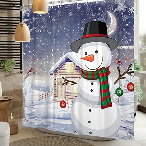 Arrebolart Зимния Празничен Декор Сладък Снежен човек Завеси за Душ за Деца на Коледно Завеса за Душ под формата на Снежинки
