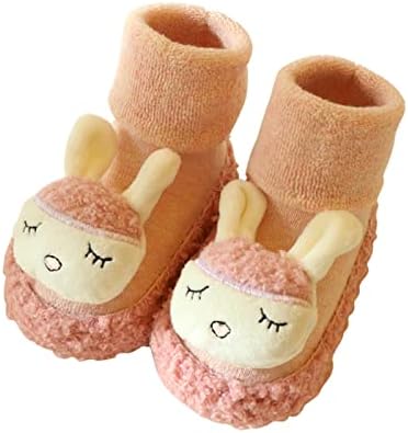 Есенно-зимни Скъпа детски обувки за бебета, нескользящая Топлото детски обувки за джаз на равна подметка за момчета и момичета (розова, 6-12 месеца)