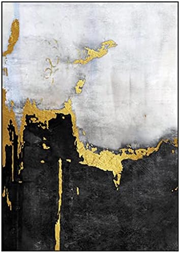 HOUKAI Златна Стенни Художествена Живопис, Абстрактна Живопис от златно фолио, Ръчно изработени Украса на