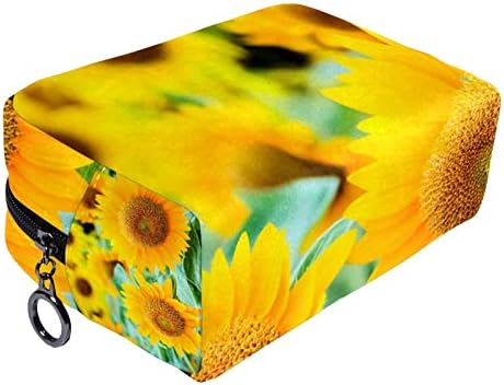 Подвесная Пътна Чанта за Тоалетни Принадлежности, Преносими Органайзер за Грим, Козметични Титуляр за Набиране на Четки, Sunflower Nature