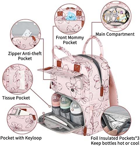 Раница-чанта за памперси, Чанта за памперси за малки момичета, Голям Розов Раница-чанта за памперси подарък
