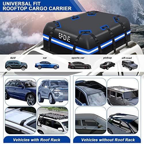 EAONE 21 Кубичен фут, багажник за покрив, Водоустойчив автомобилна чанта за всички превозни средства с / без багажник, включва противоскользящий мат, 10 подкрепено с рем