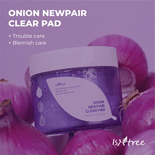 ISNTREE Onion Newpair прозрачен тампон 250 мл 8,45 течни унции за грижа за петна мека текстура тампон