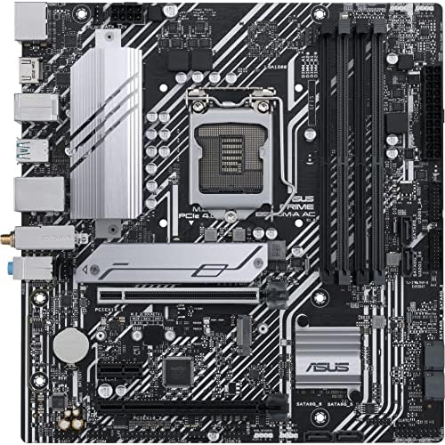 Дънна платка ASUS Prime B560M-A AC Intel B560 (LGA1200) mATX, PCIe 4.0, 2 xM.2slots, 8 нива на мощност, 1GbLAN, DisplayPort, 2xHDMI, USB 3.2 Генерал 2Type-C, модул Wi-Fi5 върху дънната платка, AuraSync, адресуемый RGB (обновена)