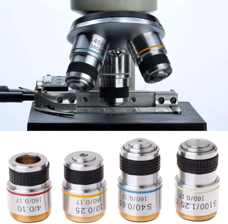 Аксесоари за микроскоп 4X, 10X 40X 100X Ахроматический обектив, Лабораторни Консумативи за обектив Биологичен микроскоп (Увеличение:
