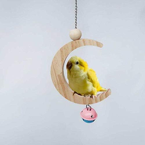Поставка за Птичи Костур, Въже за Папагали, Подвесная играчка Във формата на Луната, Люлка За Папагали от Масивна Дървесина,