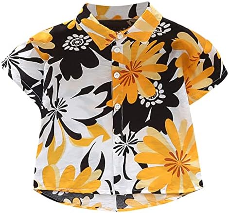 Хавайски Ризи За Момчета, Памучни Летни Плажни Ризи с Къс Ръкав Копчета, Ежедневни Вечерни Ризи за Деца