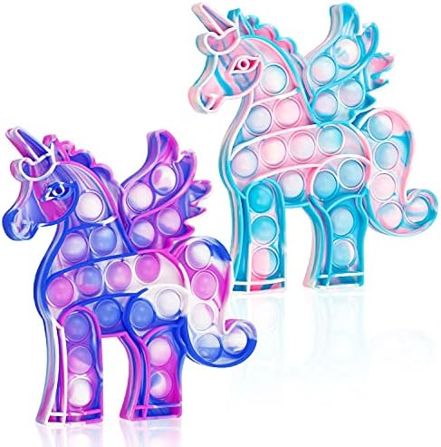 Hoofun Unicorn Fidget POP Toy: 2 опаковки на детски Играчки за попперирования сапунени балони, Играчки за облекчаване на стреса, Сжимающих сапунени мехурчета с Единорогом, Сензо