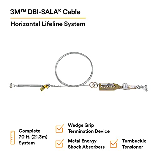Хоризонтална Система за спасителни въжета DBI-SALA Sayfline 7602070 с дължина от 3 м, на 70-Фута Въже с Клиньевой дръжка,