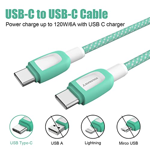 Кабел ADPROTECH USB C-USB C 100 W, 2 комплекта, 6 фута + 10 метра кабел USB Type C, бързо зареждане, Съвместим с Samsung S22/S22