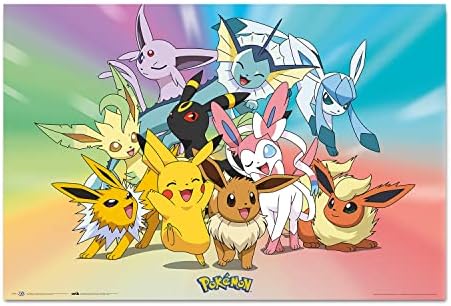 Официални еволюцията pokemon Eevee Трябва да улов на всички Тях! Плакат - 35,8x24,2 инча /91x61,5 см - предлага