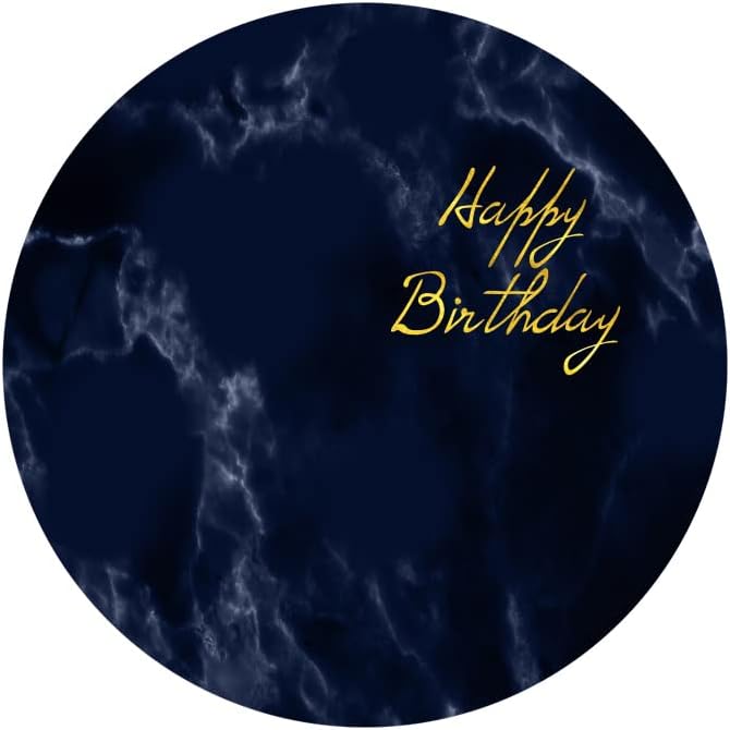 Yeele 6,5x6,5 фута Тъмно-Синя Мраморна Текстура честит Рожден Ден през Цялата Фон От Полиестер, Тъмно Сини и Златни Думи,