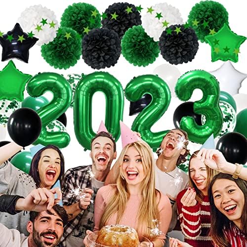 MEIWUTIE Декорация за Абитуриентски партита 2023 Зелено и Черно, за да проверите за Партита в Навечерието на Новата Година,