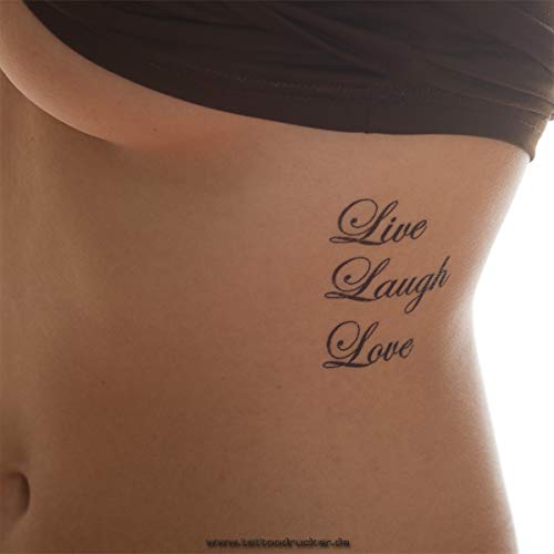 10 x Live Laugh Love - Черна Татуировка с Надпис - Временна татуировка върху кожата (10)