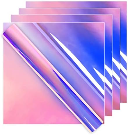 IModeur Холографски Винил за Cricut Opal Ярко розово Перманентен Холографски Винил комплект (5 опаковки, 12 x 12)