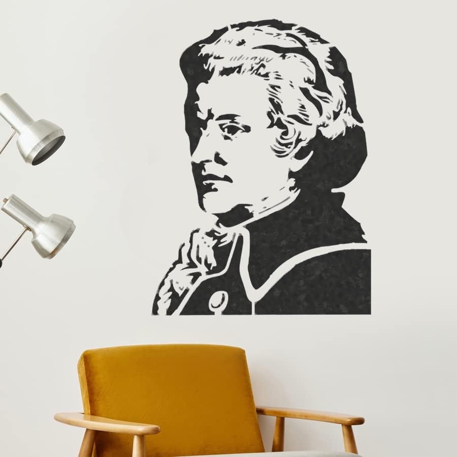 Шаблон с портрет на Моцарт | Шаблони За стенописи на Моцарт | Декор за Дома | Боя за стени, Тъкани, мебели (Размер