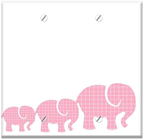 Комбинирана Стенни Тампон върху 2 Групи с Ключа на Контакта - Розови Слоники, Детски Слоники, слон Каре