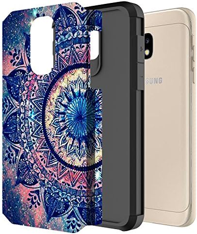 Samsung Galaxy J3 Achieve / J3 Star / J3 V 2-то поколение / J3 2018/ Express Prime 3 / Sol 3/Amp Prime 3 2018 Калъф с предпазно фолио от закалено стъкло, графичен калъф Rosebono за SMJ-337 (Мандала)