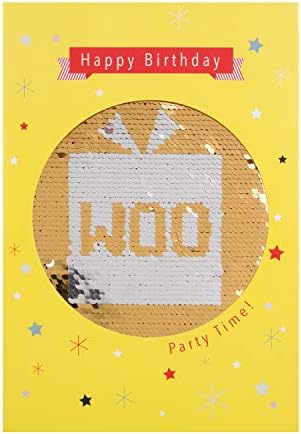 Маркова Реверсивная картичка с пайети на рожден ден Woohoo - Среден размер