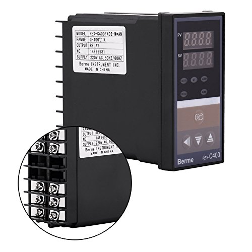 Интелигентен температурен Регулатор Цифров Панел AC 220 В 10A REX-C400 Термостат Релеен Изход с Клипове Черно,