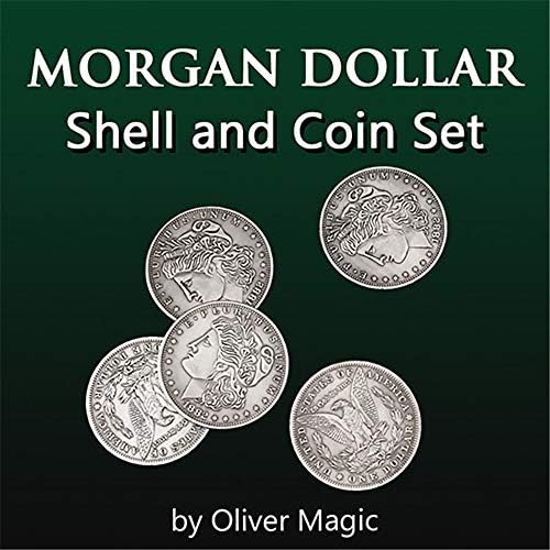 Комплект чаши и монети Morgan Dollar (5 монети + 1 Мивка за главата + 1 Мивка за опашката), Монети за Фокуси, Магически Илюзии, Подпори за монети