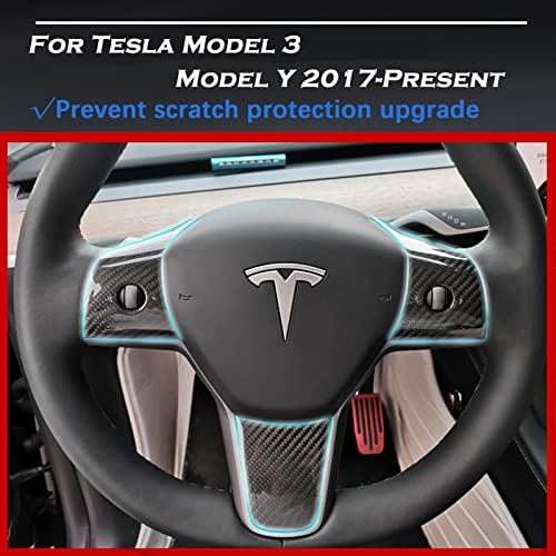 YHCDSEA Tesla Model 3 Y Тапицерия на Волана от Настоящето Въглеродни Влакна Защитен Калъф за Tesla Model 3 Аксесоари за модели на Y (Светъл Въглеродни влакна)