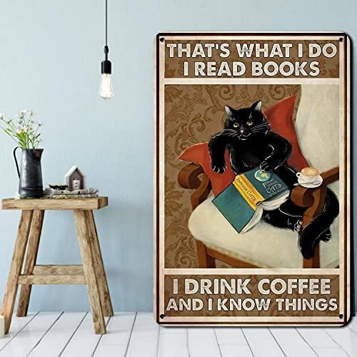 Това е нещо, което аз правя, Чета Книги, аз Пия кафе, и аз Знам Нещо, Котка, Ретро Метална Лидице Знак за Четене, Ретро Вид, Художествена Знак за Дома, Кухня, Баня, Стопа?