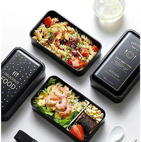 Комплект обяд кутии IEASEfh Bento Boxes от 4 теми, Запечатани кутия за bento с 3 отделения, включва прибори за хранене,