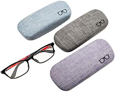 3 опаковки Калъф за очила с твърда черупка от Ленено Тъкани, Голям Калъф За Очила, Елегантен