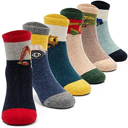 Вълнени чорапи За момчета, Детски Дебели Зимни Чорапи, Термоноски за момчета, 6 Двойки