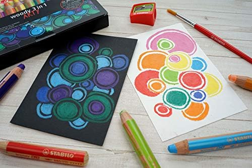 STABILO Многофункционален молив уди 3 в 1 в ХУДОЖЕСТВЕНАТА опаковка от 18 Различни цветове, с острилка ви и четка за рисуване