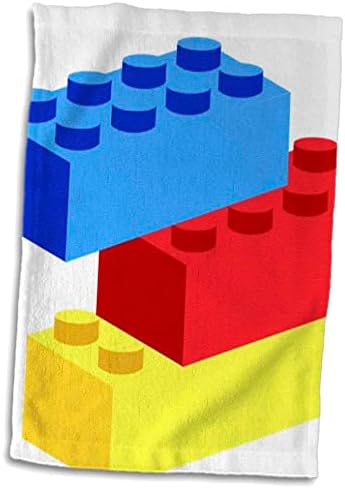 3dRose Florene Childrens Art II - Червено-Жълто-Синьо Градивни елементи - Кърпи (twl-41703-1)
