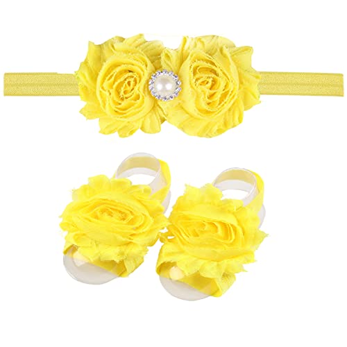 LDDCX Превръзка на главата и сандали с цветя модел за малки момичета, сандали с цветя модел за деца.(BBFJ8) (Тип B)